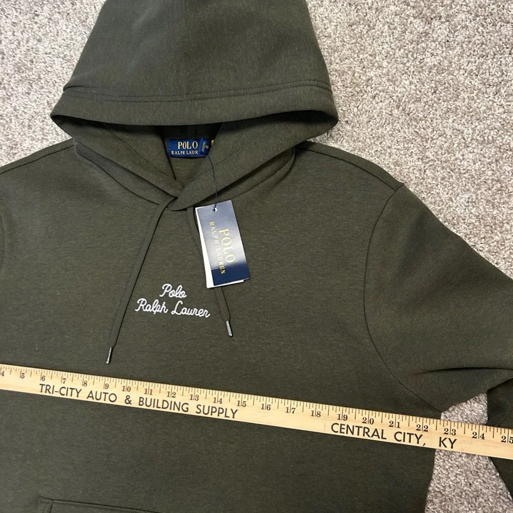 NWT Polo Ralph Lauren Double‎ Knit Hoodie Sweatshirt Script Logo Men Medium Pony